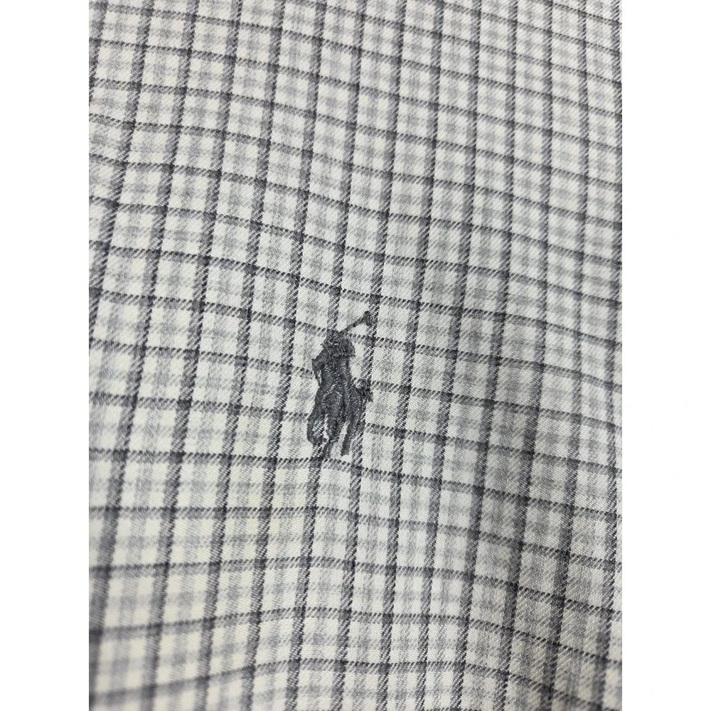 Polo Ralph Lauren Button Down Shirt Mens M Grey Check Custom Fit Cotton 0383‎
